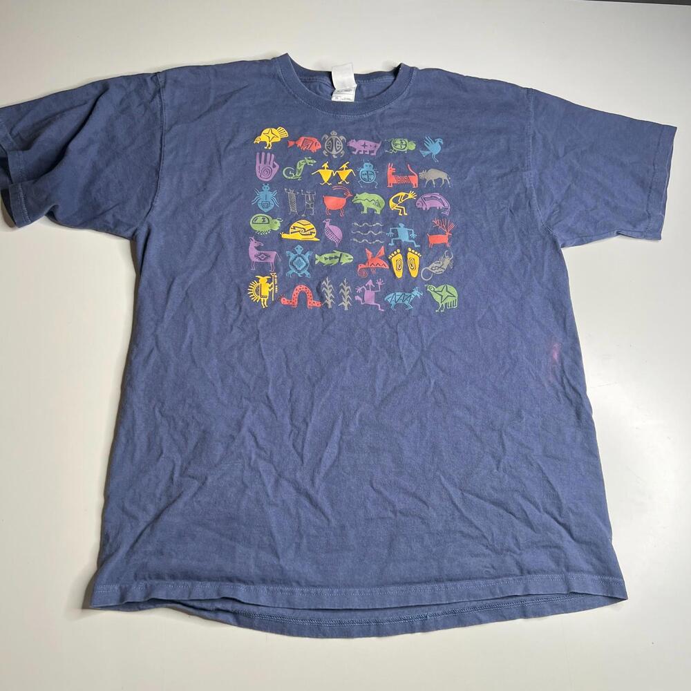 90s Fruit of the Loom Lofteez TEWA Tees Graphic T-Shirt XL Blue‎ Vintage South